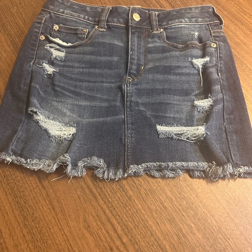 American Eagle Outfitters Navy Distressed Mini Skirt